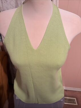 Always Light Lime V-Neck Halter Tank Top